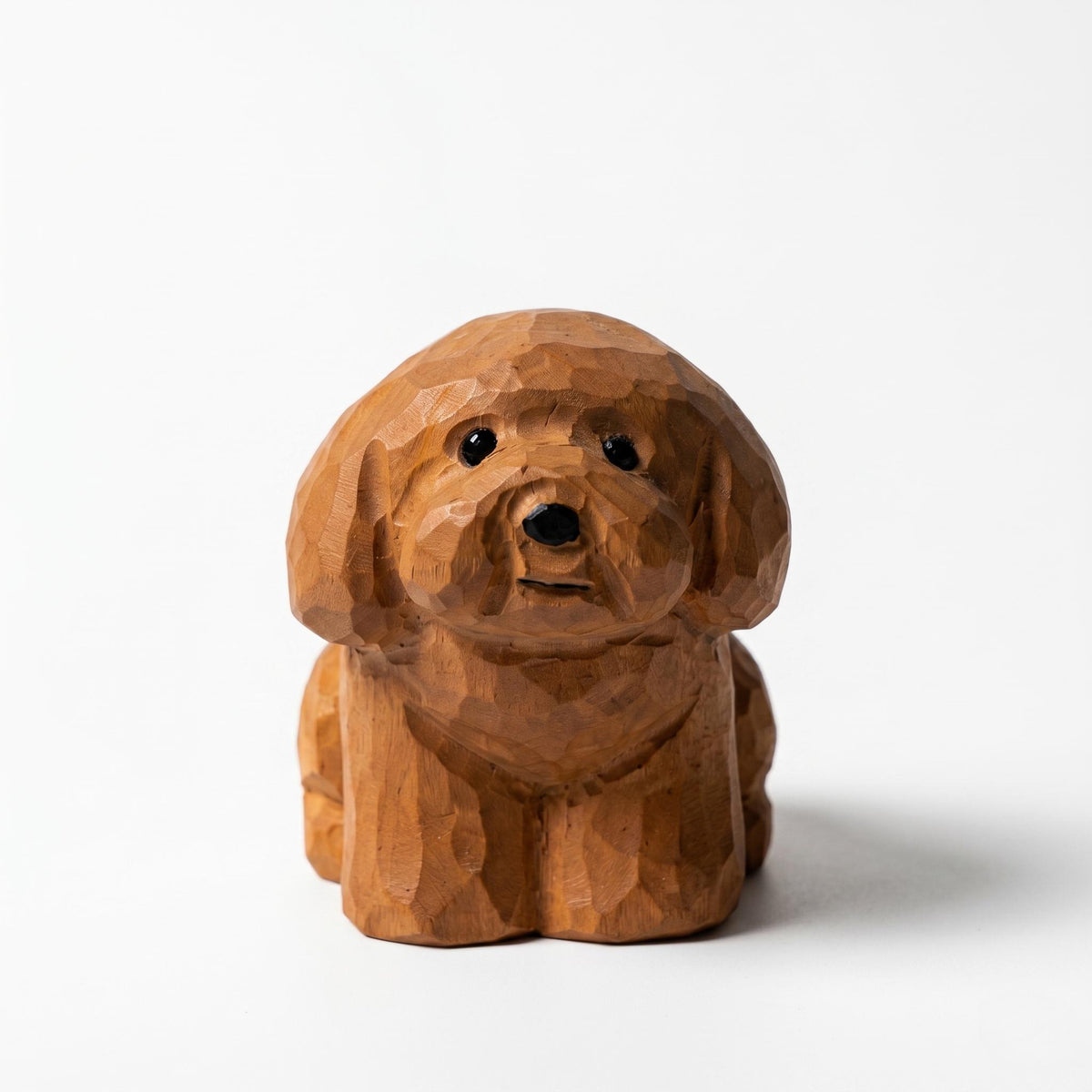 Sweet Hand Carved Wooden Poodle Figurine Rustic Sitting Dog Desk Decor Miniature Doodle Statue Unique Pet Lover Gift Dog Memorial