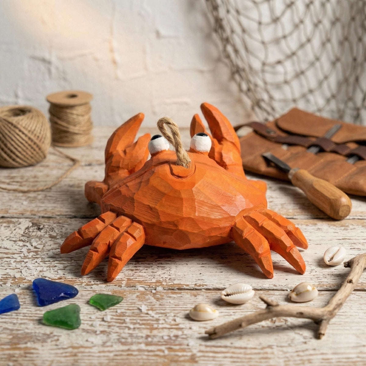 Whimsical Wooden Crab Ornament Hand Carved Coastal Decor Nautical Nursery Art Ocean Lover Gift Beach House Decor Funny Crab Figurine