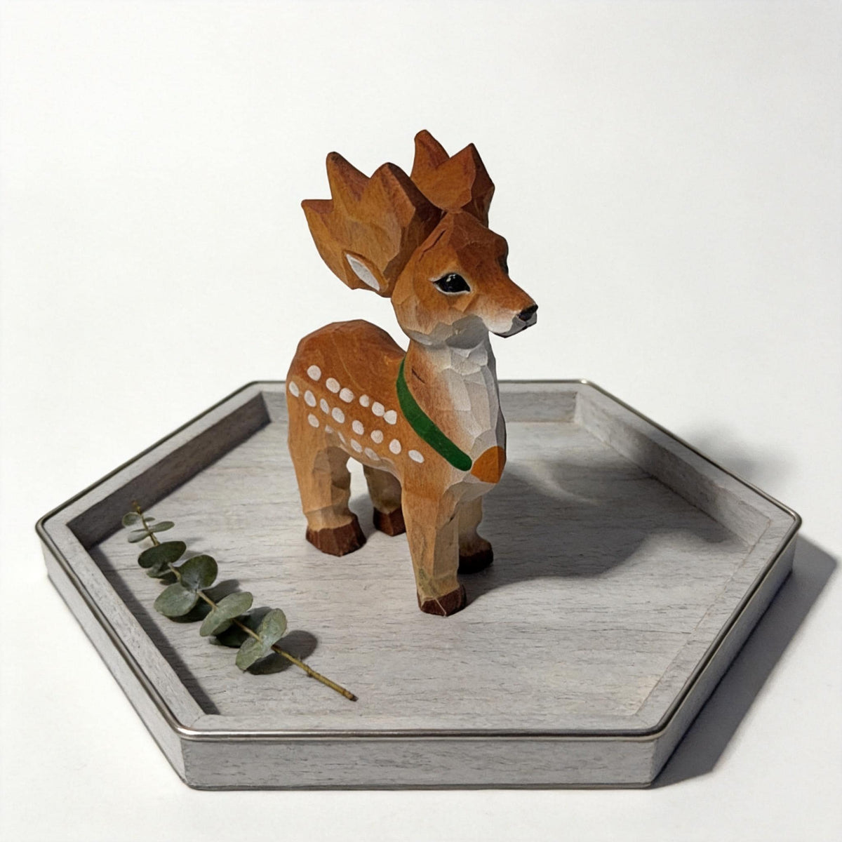 Whimsical Hand Carved Wooden Deer Miniature Woodland Animal Figurine Nursery Decor Gift for Nature Lover
