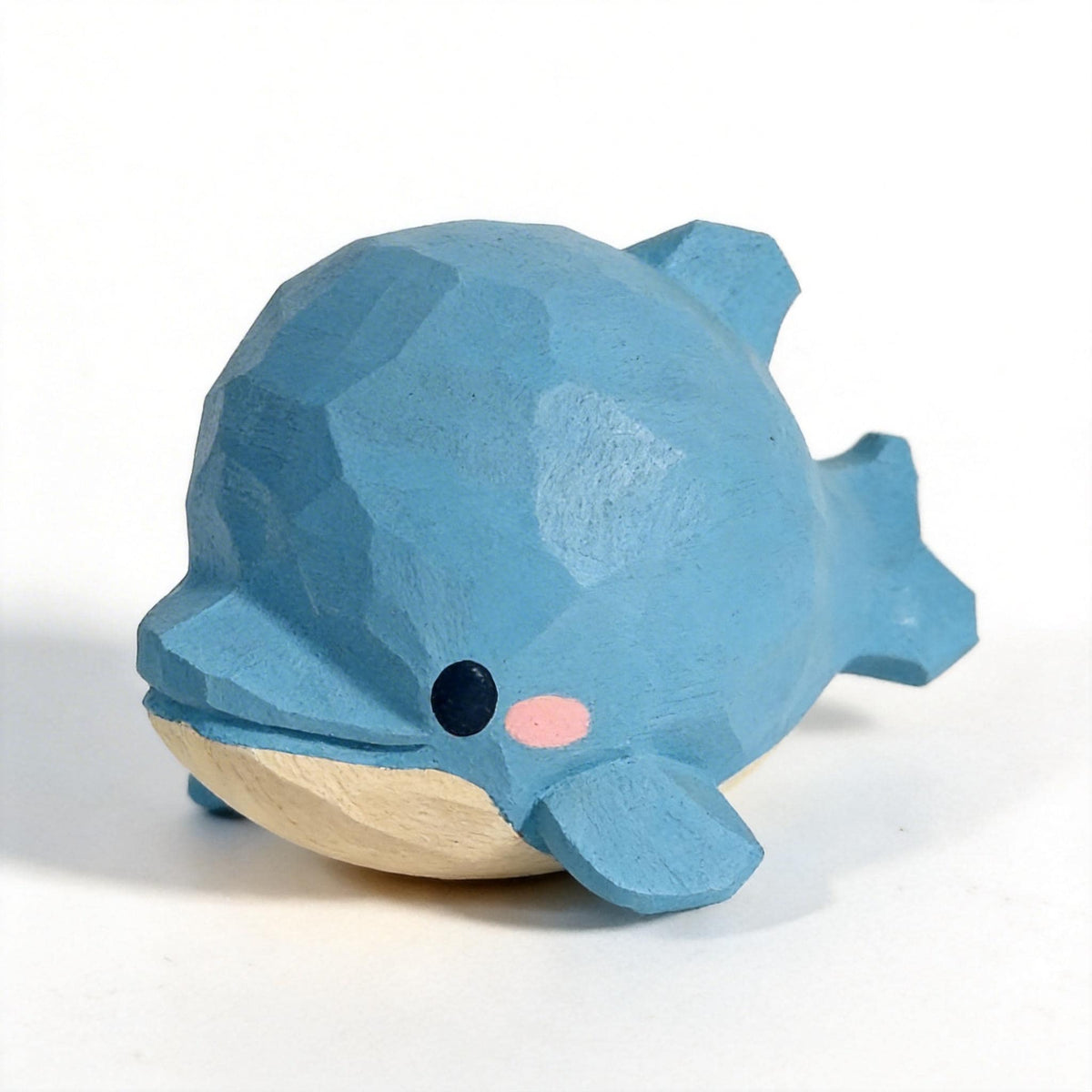 Hand Carved Wooden Dolphin Figurine | Kawaii Blue Ocean Animal Decor | Cute Marine Life Wood Carving | Beach Theme Desk Pet Lover Gift