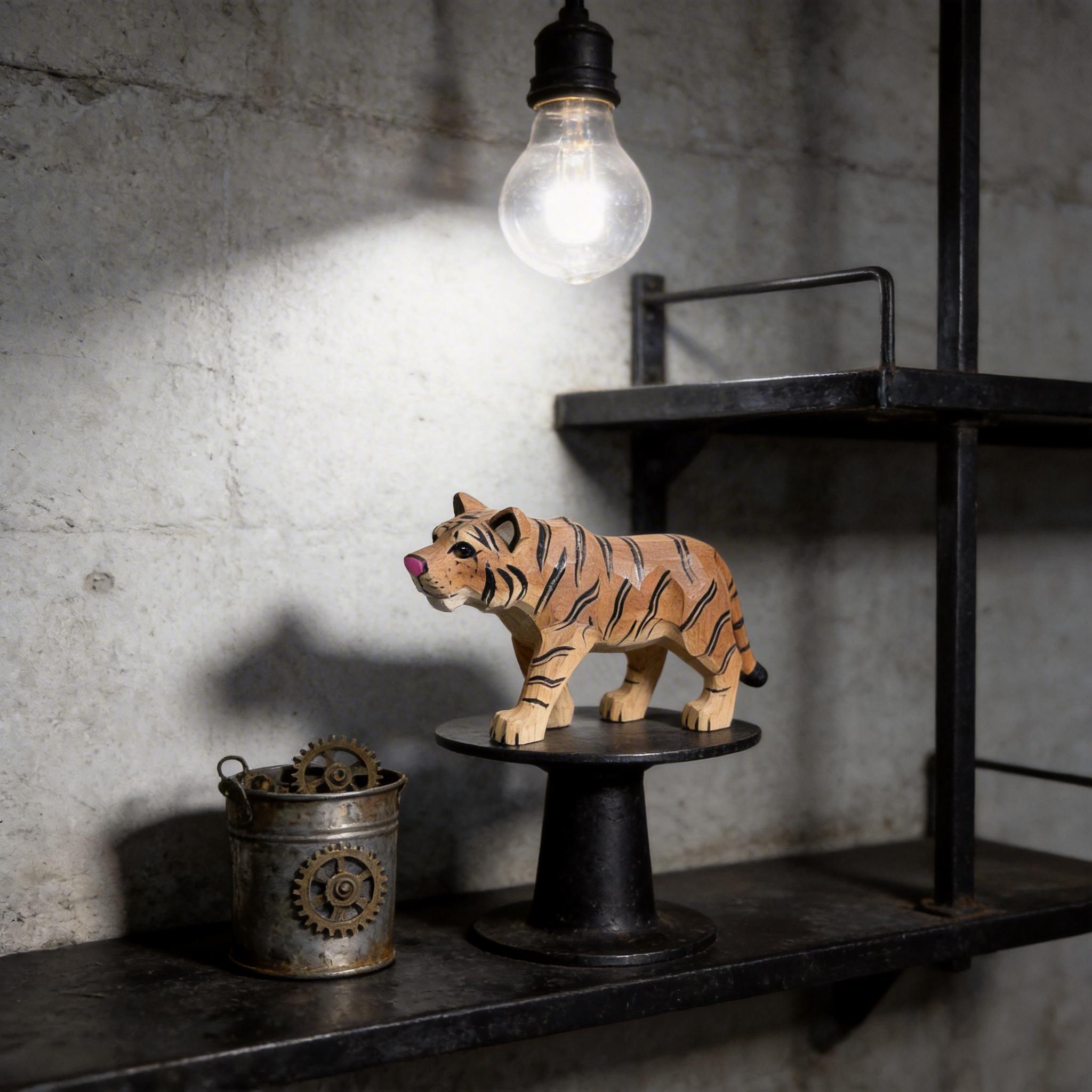 Hand Carved Wooden Tiger Figurine, Rustic Animal Sculpture, Safari Nursery Decor, Wood Art Statue, Personalized Lunar New Year Gift Idea