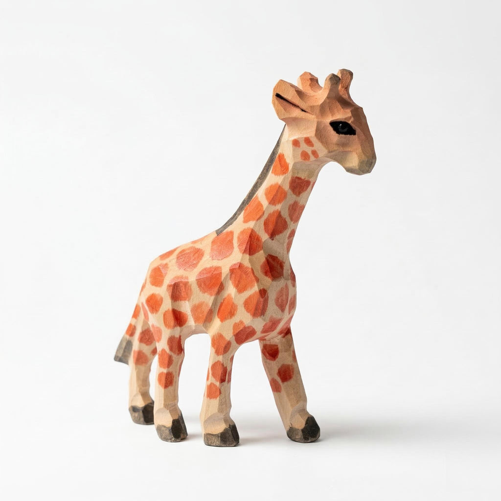 Hand-Carved Wooden Giraffe Figurine | Safari Nursery Decor, Artisan Animal Sculpture