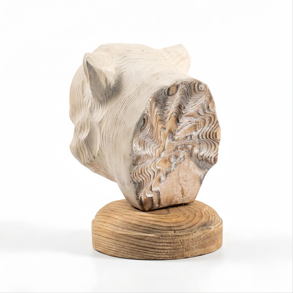 Hand-Carved Wooden Polar Bear Sculpture, Rustic Arctic Animal Decor, Nature Lover Gift