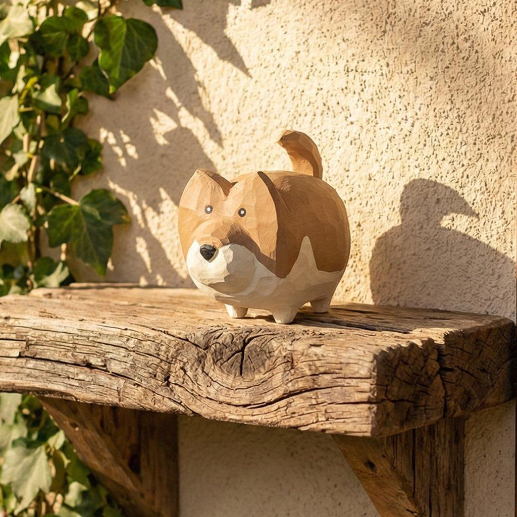 Endearing Chonky Fox Wood Carving, Whimsical Hand-Carved Plump Fox Figurine, Cute Abstract Forest Animal, Unique Gift for Her, Desk Pet