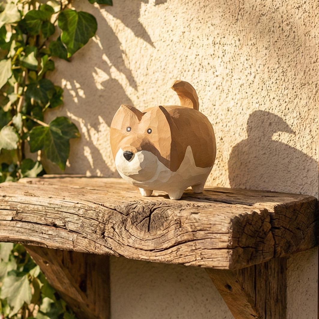 Endearing Chonky Fox Wood Carving, Whimsical Hand-Carved Plump Fox Figurine, Cute Abstract Forest Animal, Unique Gift for Her, Desk Pet