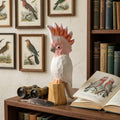 Hand-Carved Wooden Galah Cockatoo Figurine, Whimsical Pink Parrot Statue, Tropical Bird Lover Gift, Unique Nursery Decor