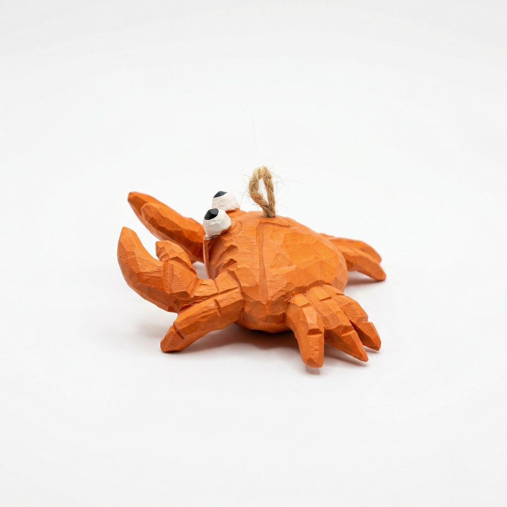 Whimsical Wooden Crab Ornament Hand Carved Coastal Decor Nautical Nursery Art Ocean Lover Gift Beach House Decor Funny Crab Figurine