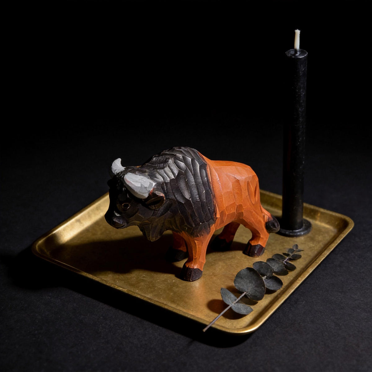 Rustic Wooden Bison Carving Handmade Animal Sculpture Western Room Decor Nature Lover Gift for Dad