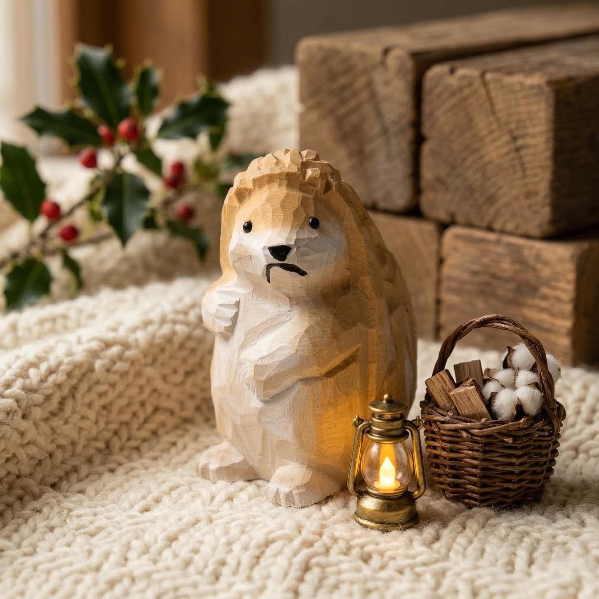 Hand Carved Wooden Hedgehog Figurine, Grumpy Woodland Animal Decor, Whimsical Desk Pet, Rustic Shelf Sitter, Unique Gift for Nature Lover