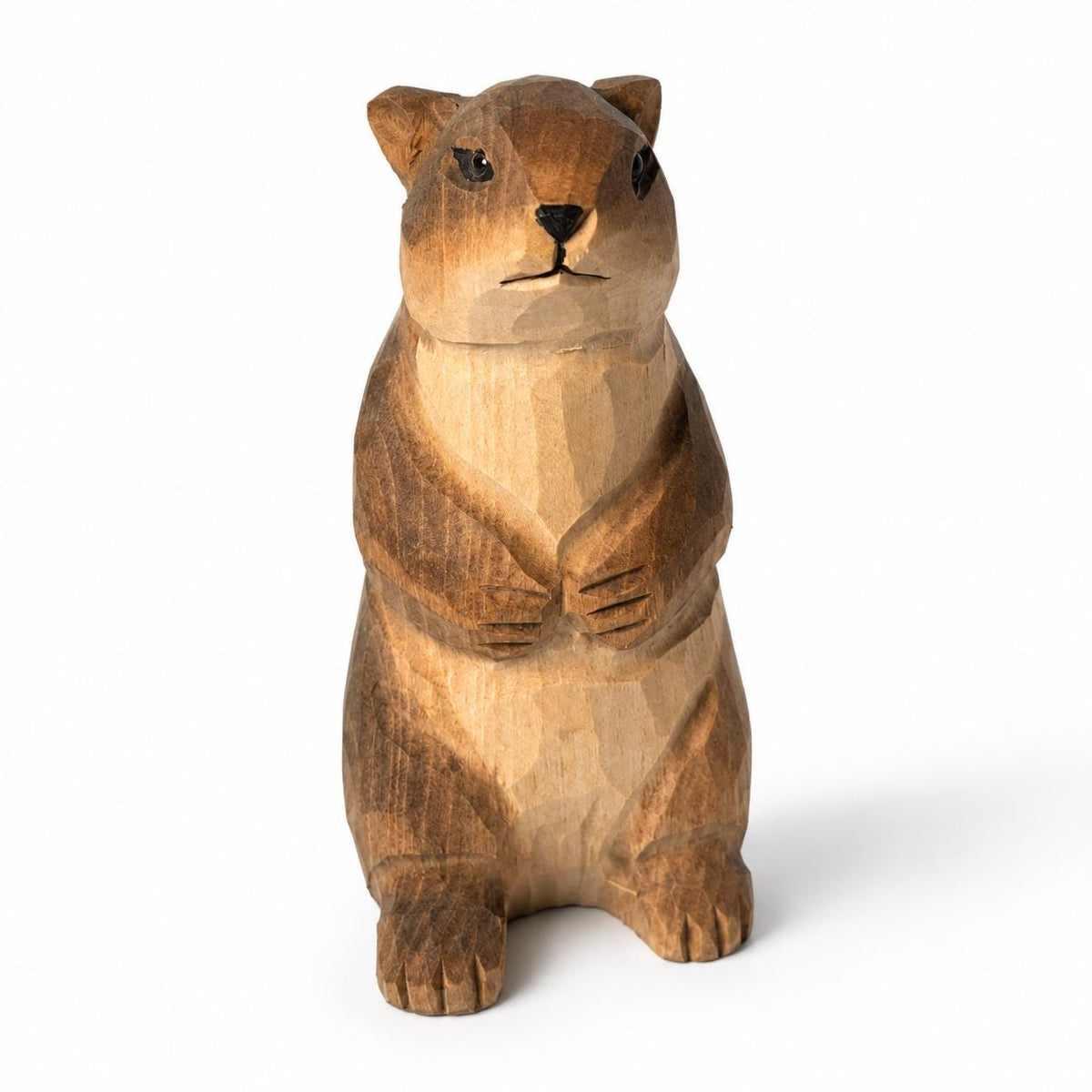 Whimsical Wooden Groundhog Statue Hand Carved Animal Figurine Woodland Nursery Decor Cute Wood Marmot Gift for Nature Lover