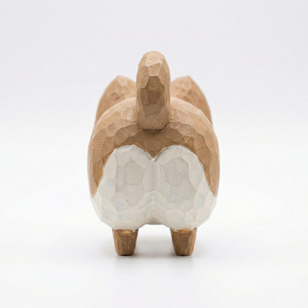 Endearing Chonky Fox Wood Carving, Whimsical Hand-Carved Plump Fox Figurine, Cute Abstract Forest Animal, Unique Gift for Her, Desk Pet