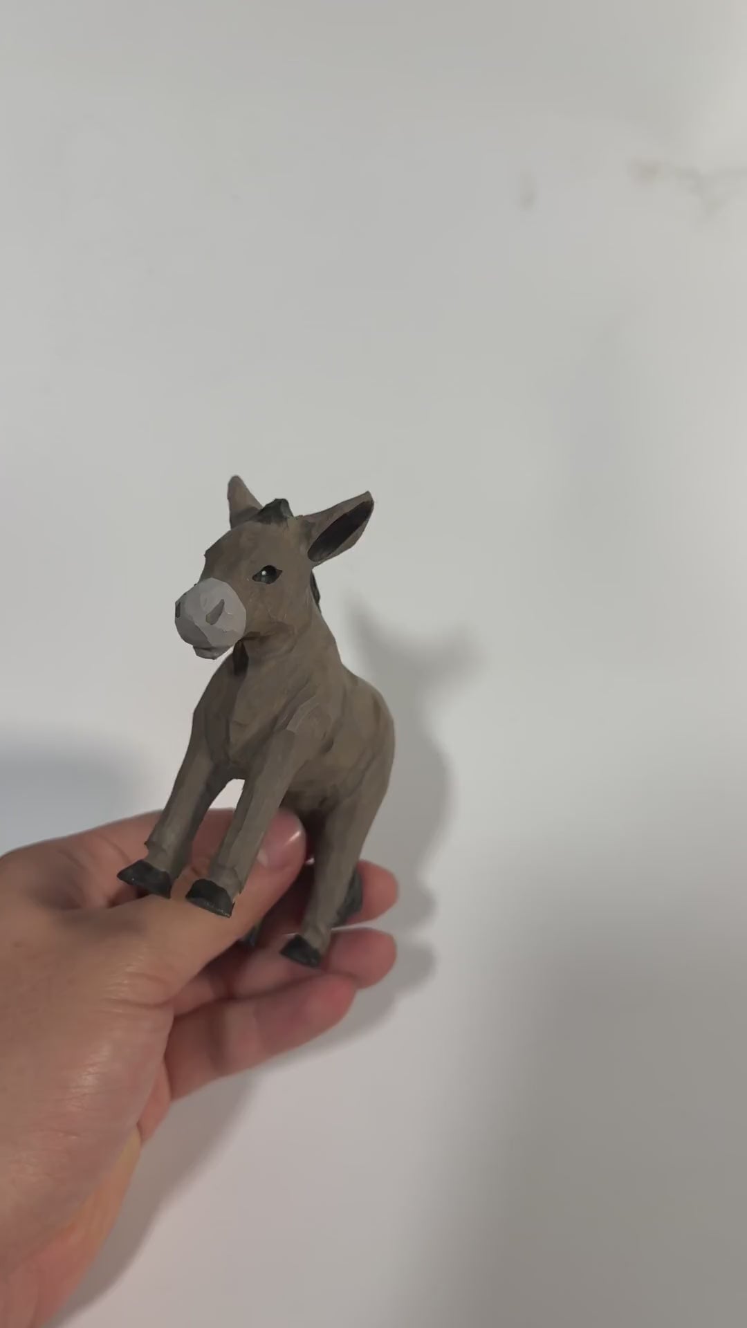 Whimsical Hand Carved Wooden Donkey Figurine, Rustic Farmhouse Decor, Miniature Wood Animal Sculpture, Unique Gift for Animal Lovers product video