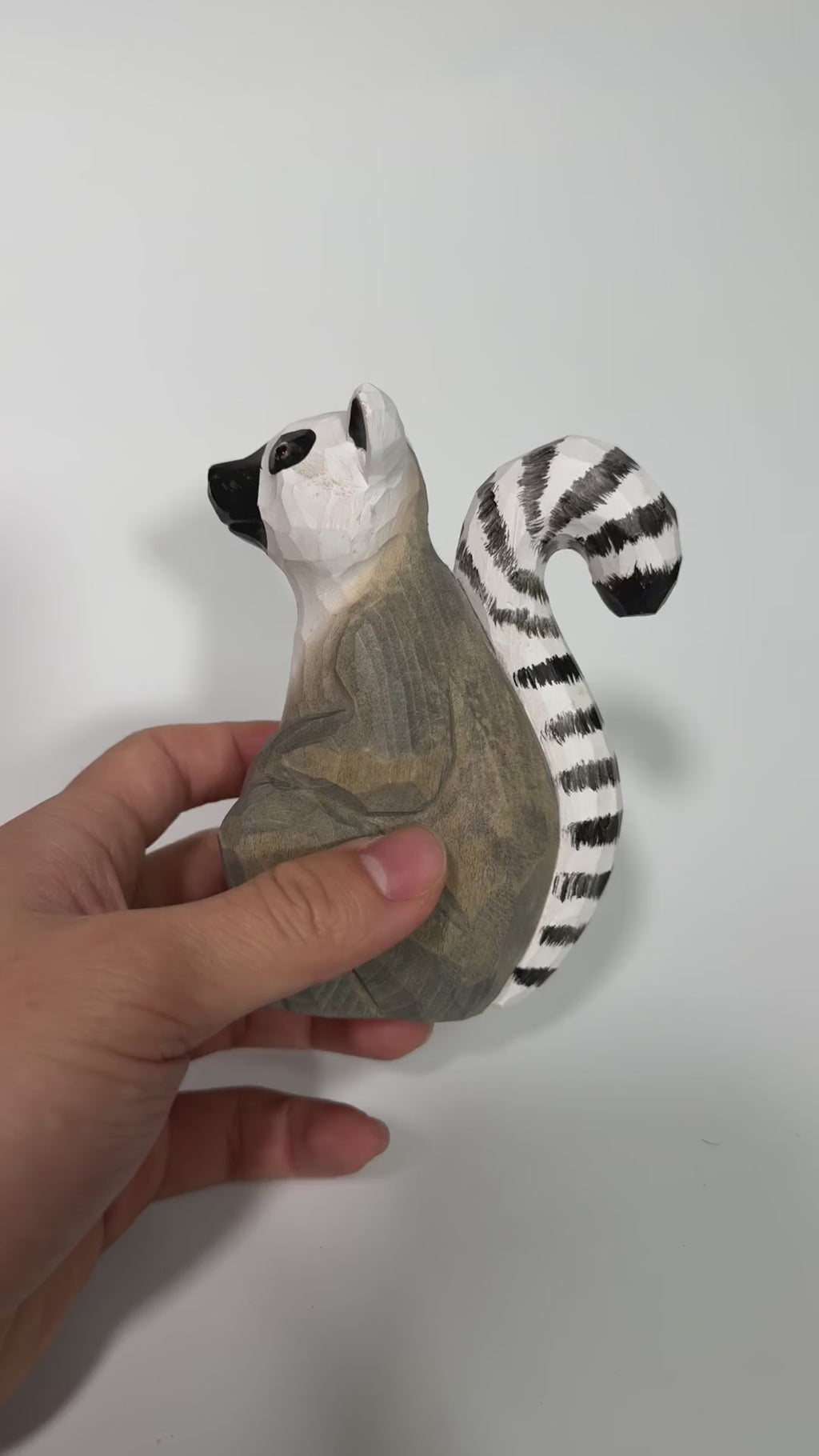 Hand-carved ring-tailed lemur product video