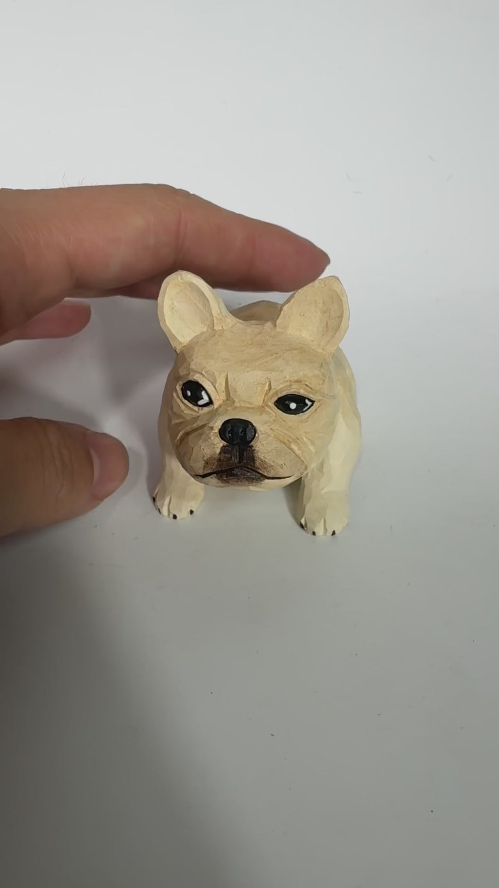 Whimsical Wooden French Bulldog Figurine Hand-Carved Dog Statue Rustic Shelf Decor Unique Pet Memorial Gift for Frenchie Lovers product video