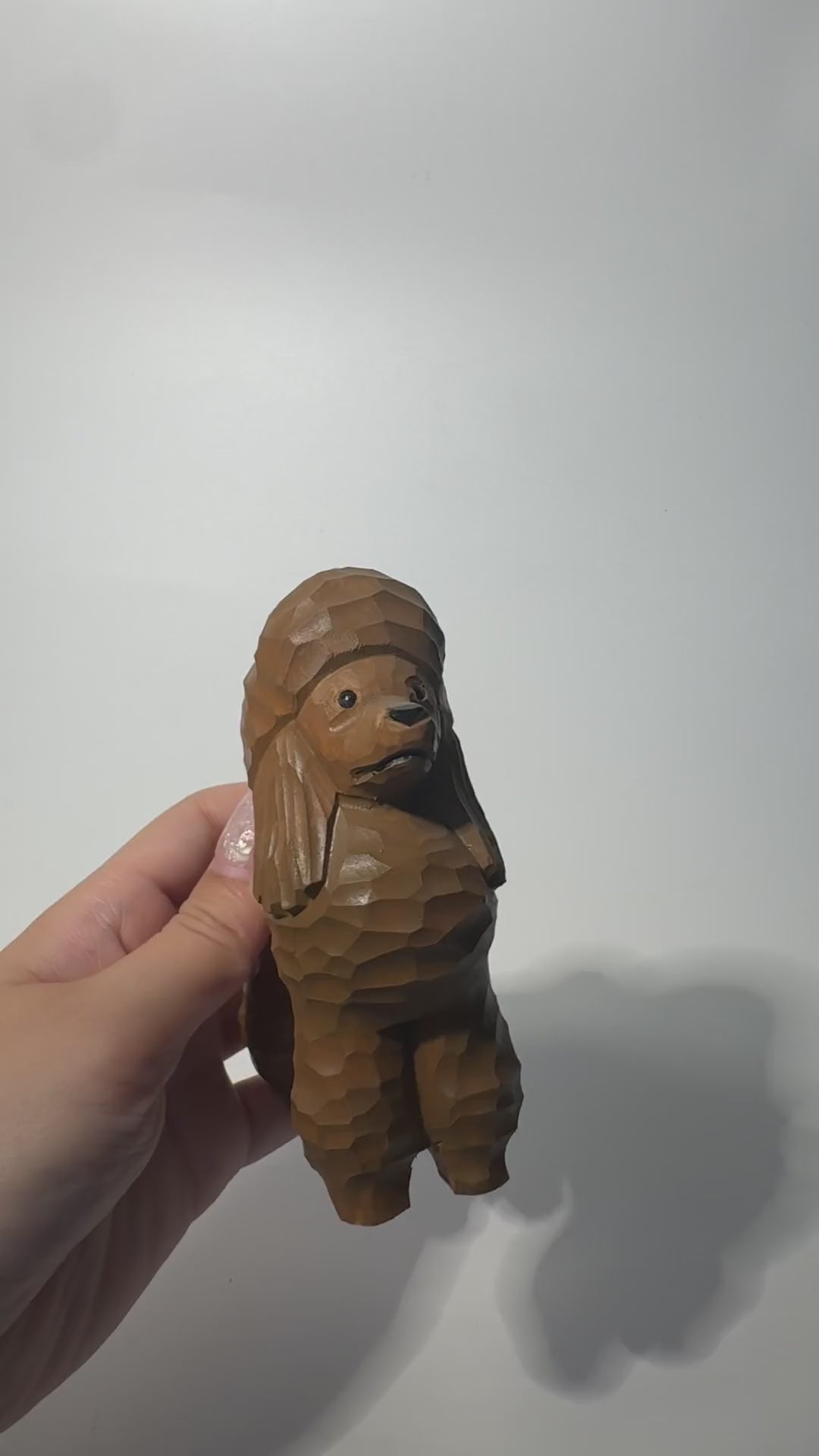 Whimsical Wooden Poodle Figurine Hand Carved Dog Statue Pet Memorial Art Shelf Decor Unique Gift for Dog Lover Dog Mom Gift product video
