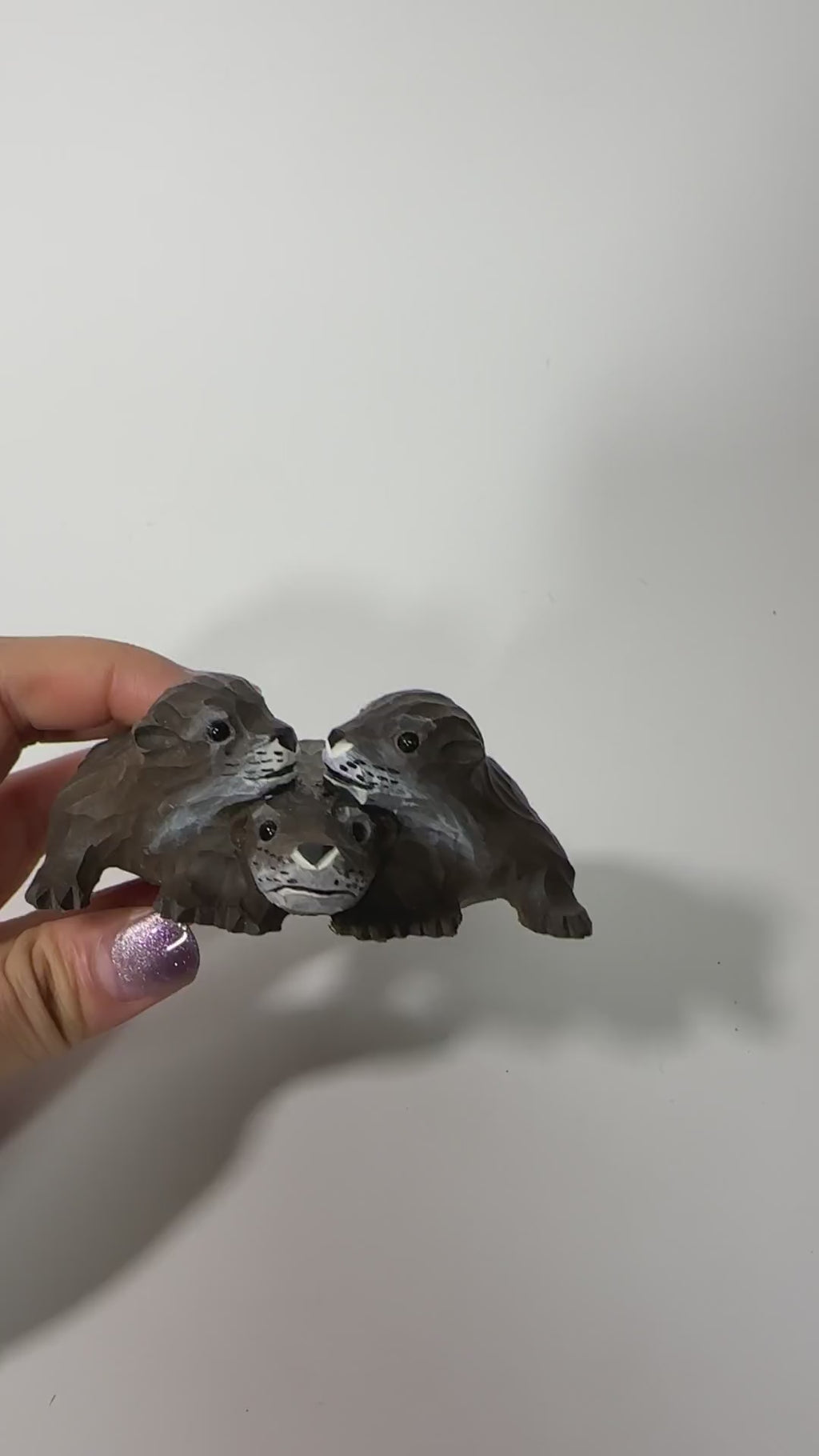 Handmade Wood Otter Trio Figurine, Garden Statue & Planter Decor,  Outdoor Porch Ornament, Friendship Gift product video