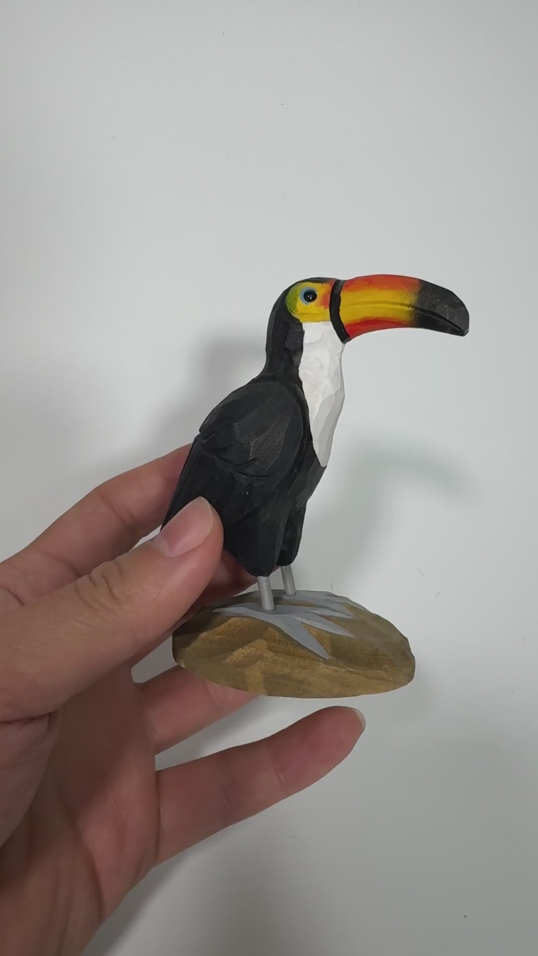 Handmade Wooden Toucan Statue, Tropical Bird Figurine, Colorful Jungle Decor, Bird Watcher Gift, Tiki Bar Accent product video