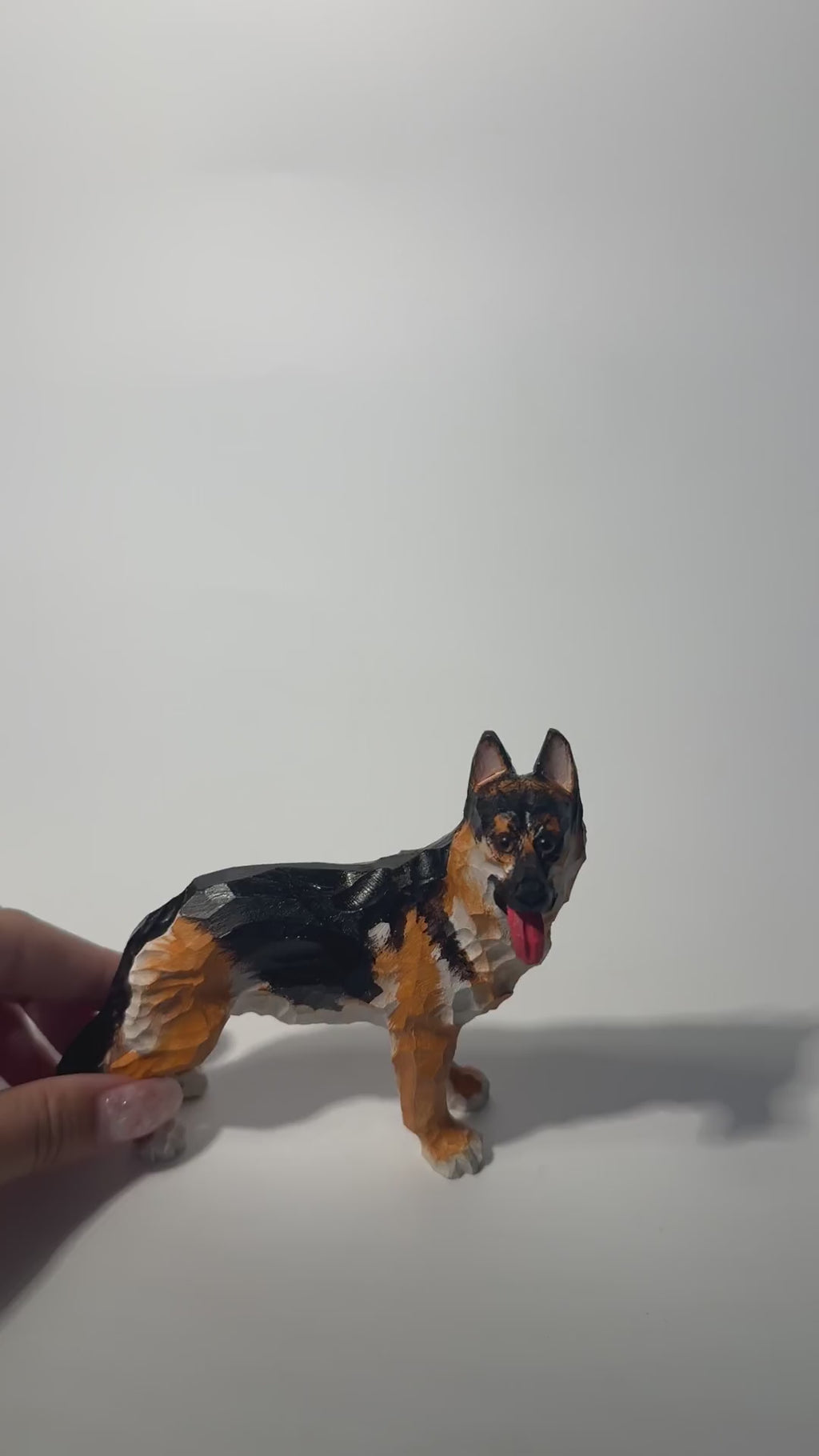 Loyal Hand Carved Wooden German Shepherd Figurine, Rustic Dog Sculpture Pet Memorial Art, Unique Gift for Dog Lover product video