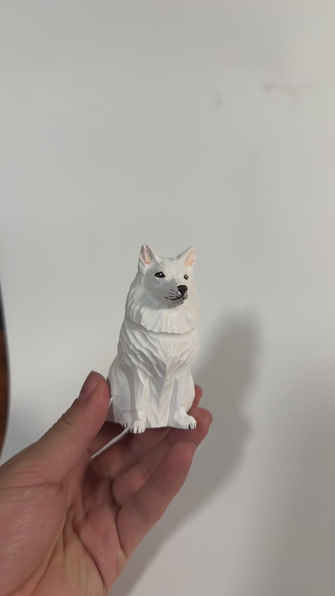 Hand Carved Wooden White Dog Figurine | Rustic Farmhouse Decor | White Shepherd Sculpture | Unique Woodland Animal Lover Gift product video