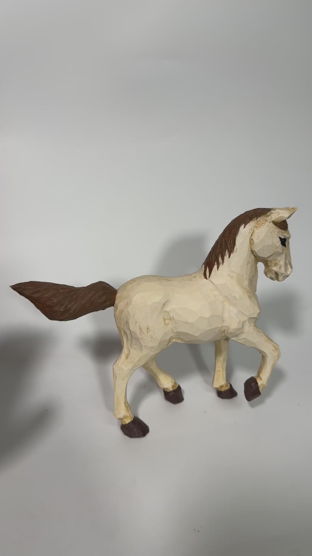 Whimsical Hand Carved Wooden Horse Figurine Rustic Pony Sculpture Farmhouse Shelf Decor Artisan Animal Art Unique Equestrian Gift product video