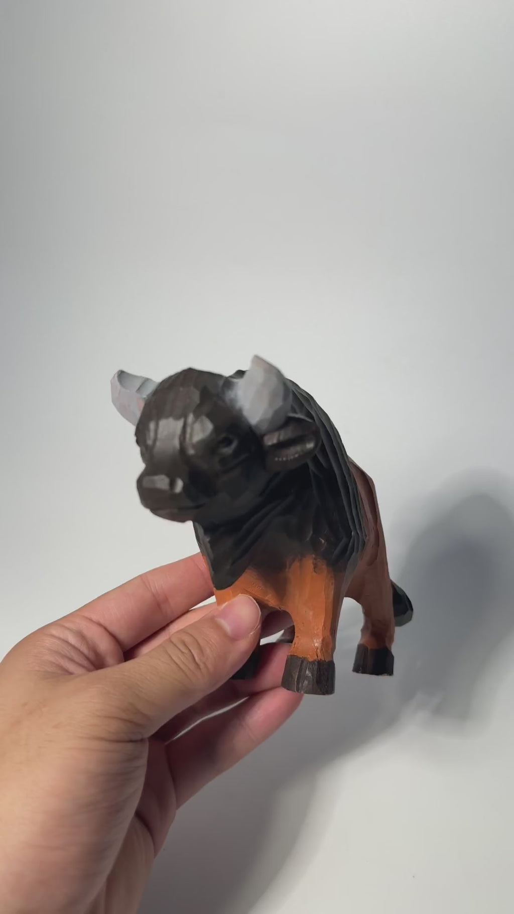 Rustic Wooden Bison Carving Handmade Animal Sculpture Western Room Decor Nature Lover Gift for Dad product video