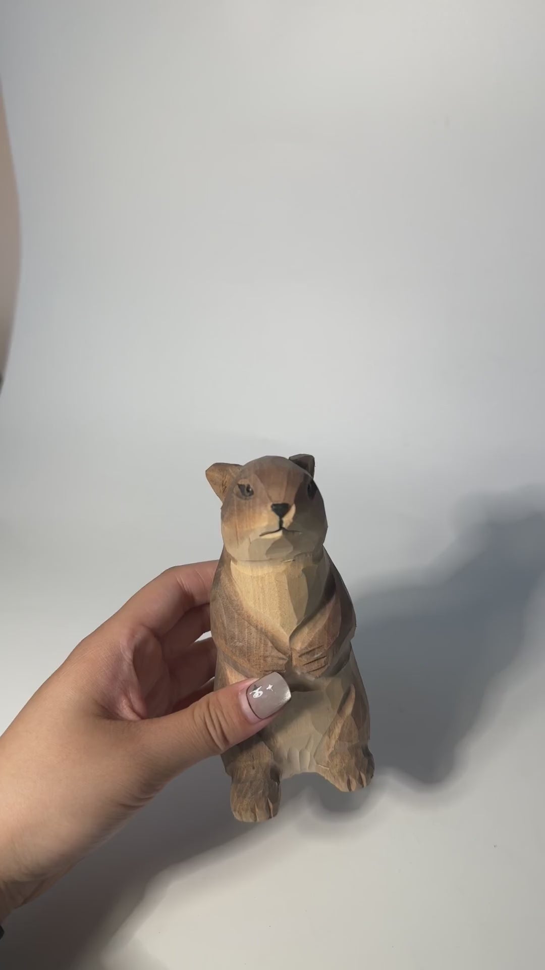 Whimsical Wooden Groundhog Statue Hand Carved Animal Figurine Woodland Nursery Decor Cute Wood Marmot Gift for Nature Lover product video